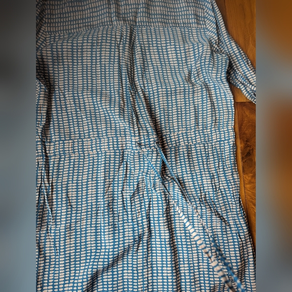 ANTHROPOLOGIE MAEVE Jemima Midi Shirt Dress Tie Waist Blue White Size 10 GUC - Picture 9 of 10